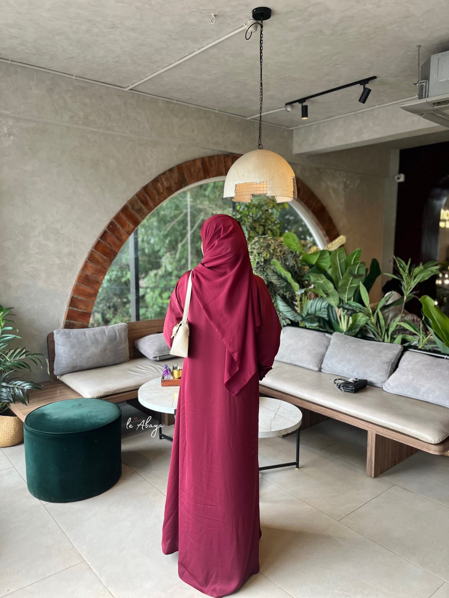 Burgundy Bow Abaya