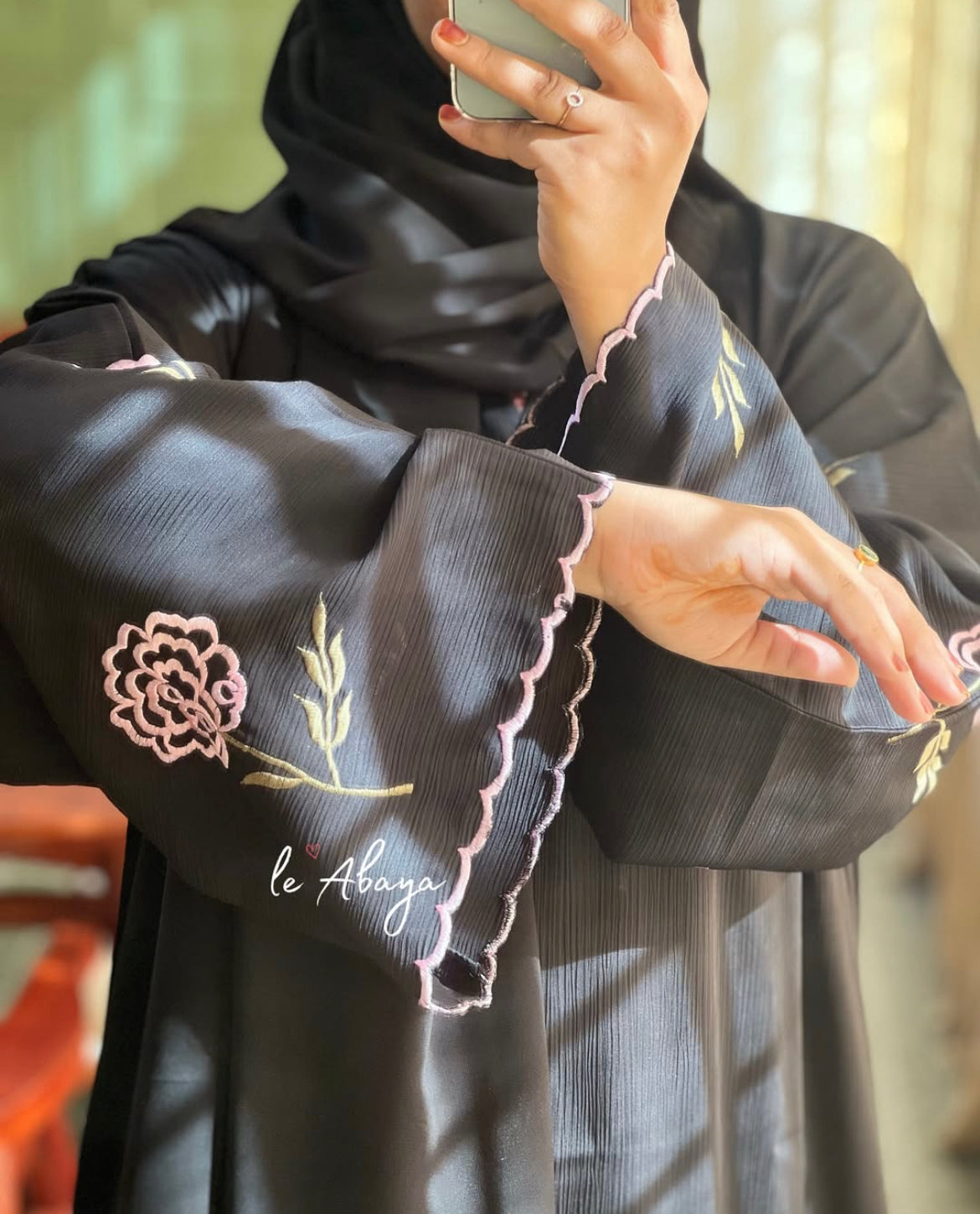 Rosette Embroidery Abaya