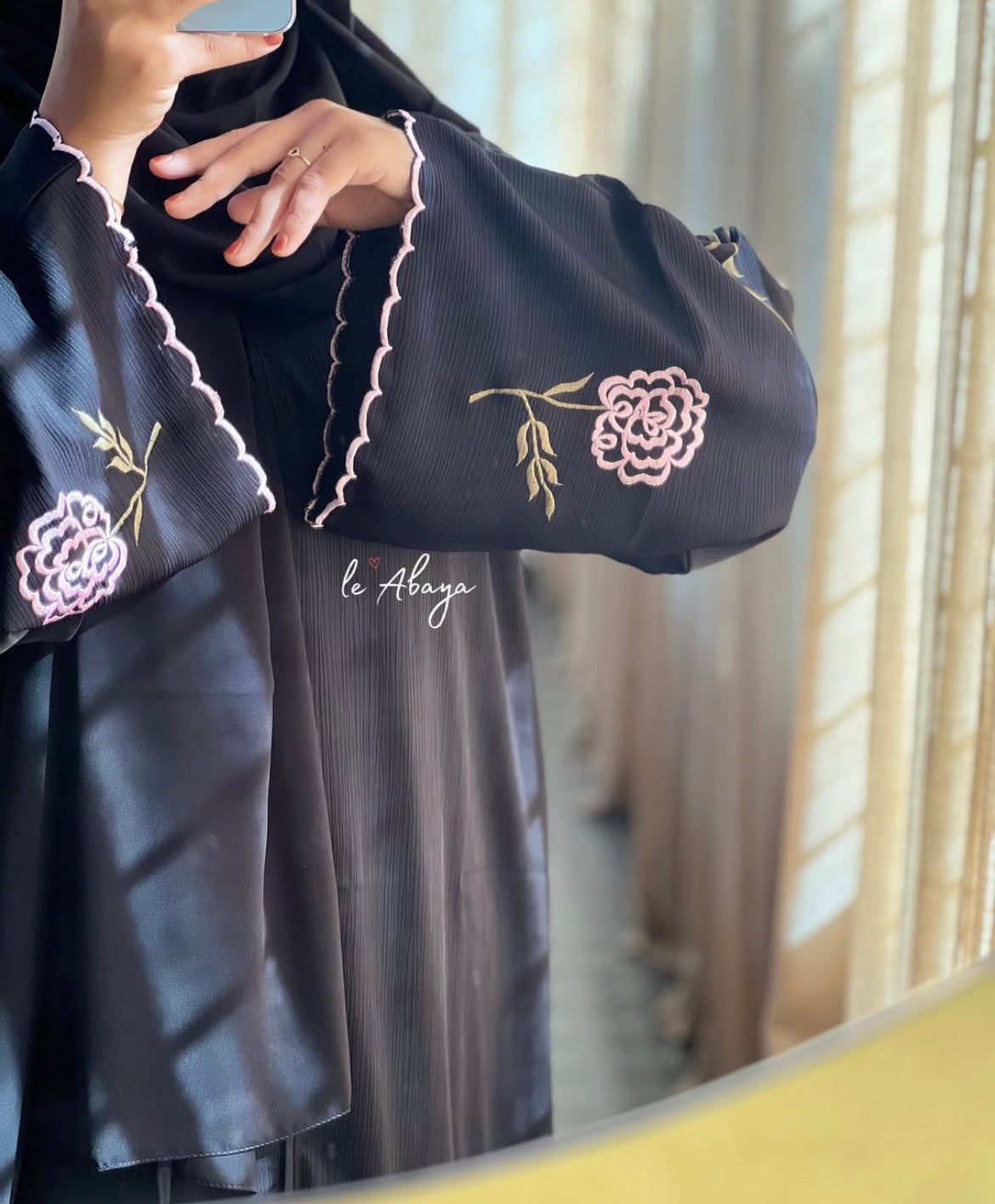 Rosette Embroidery Abaya