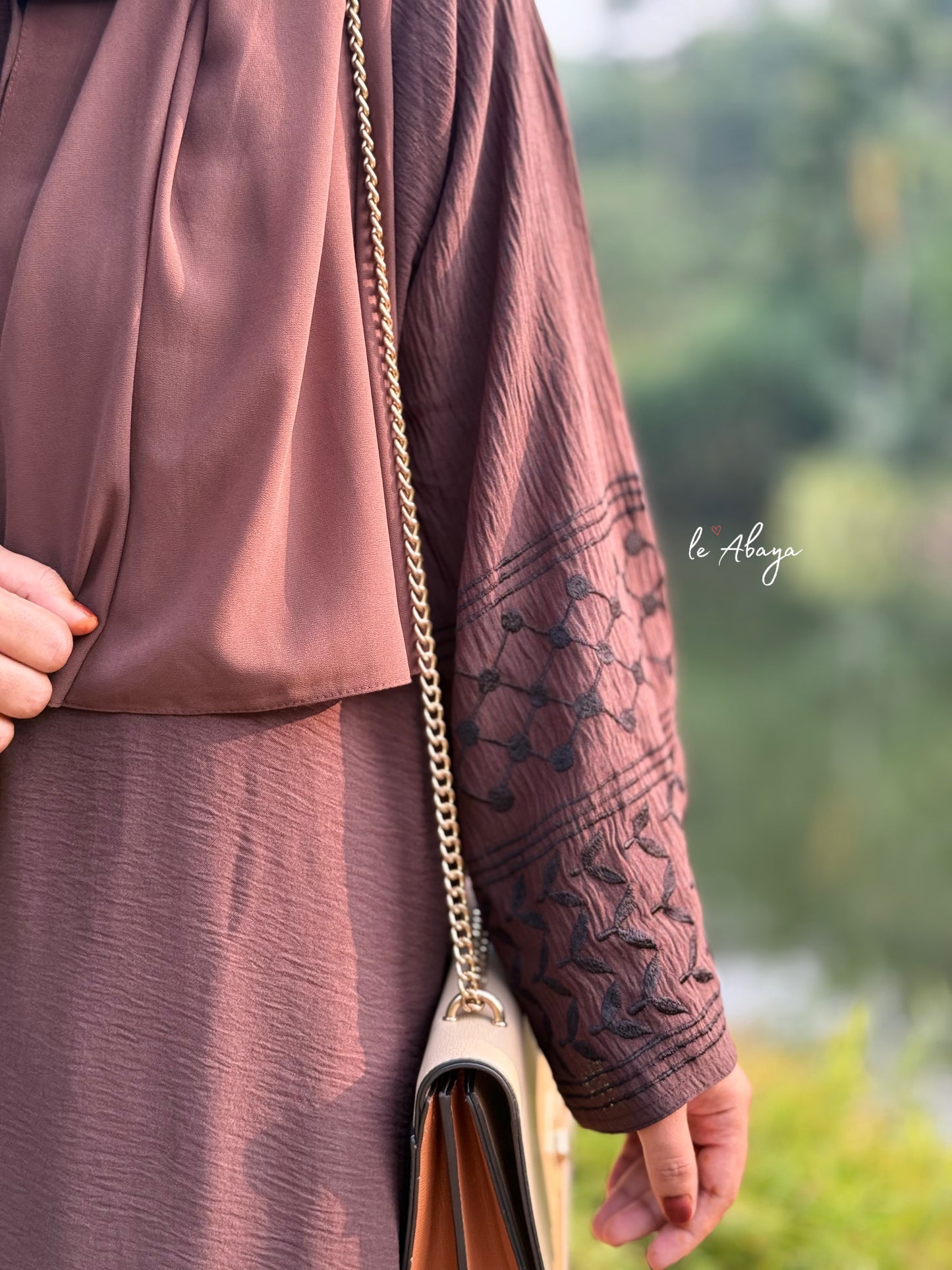 Brown embroidery Abaya