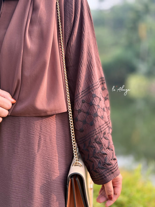 Brown embroidery Abaya