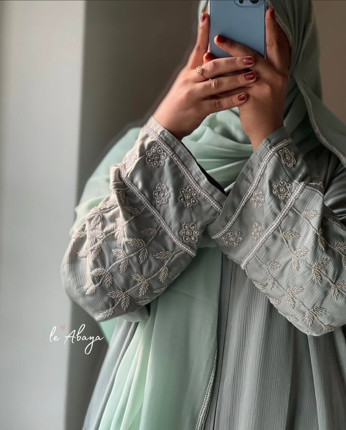 Pastel green Abaya